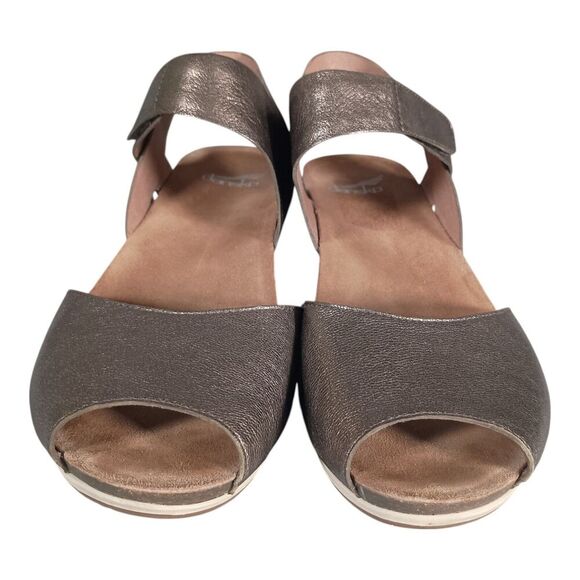 Dansko Vera Sandal Pewter Metalic Leather Open Toe Ankle Strap 42/US 11.5 - 12 - Picture 3 of 10